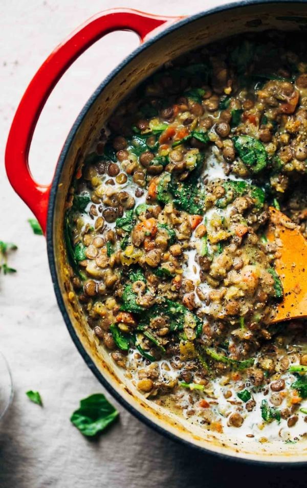 Creamy Spinach Lentils Gluten Free