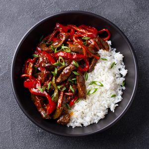 Pepper Steak with Rice