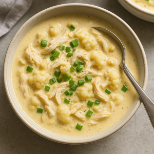 Creamy Keto Chicken and Cauliflower Soup
